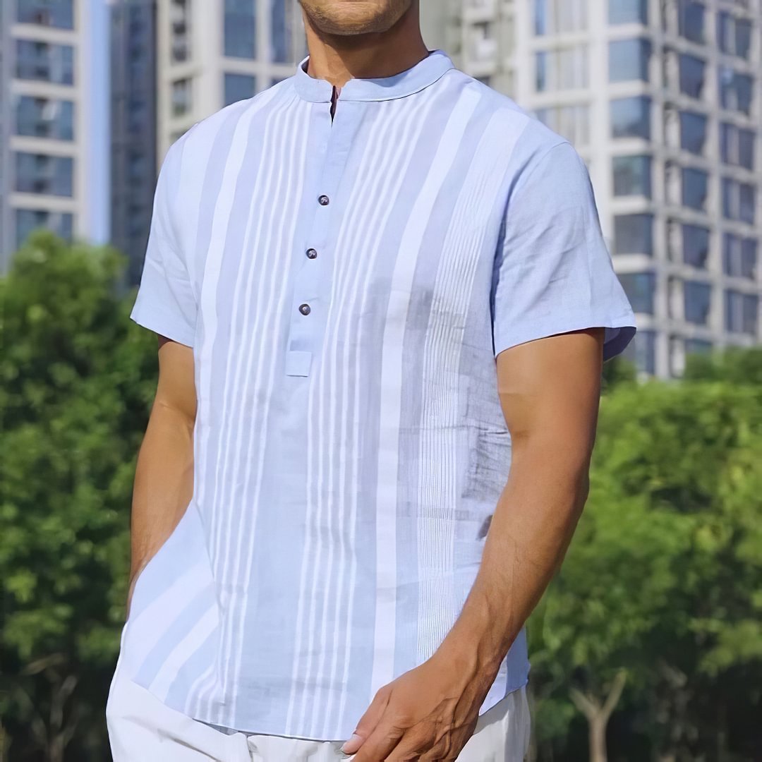 Simple Striped Short-sleeved Shirt Men's Clothing