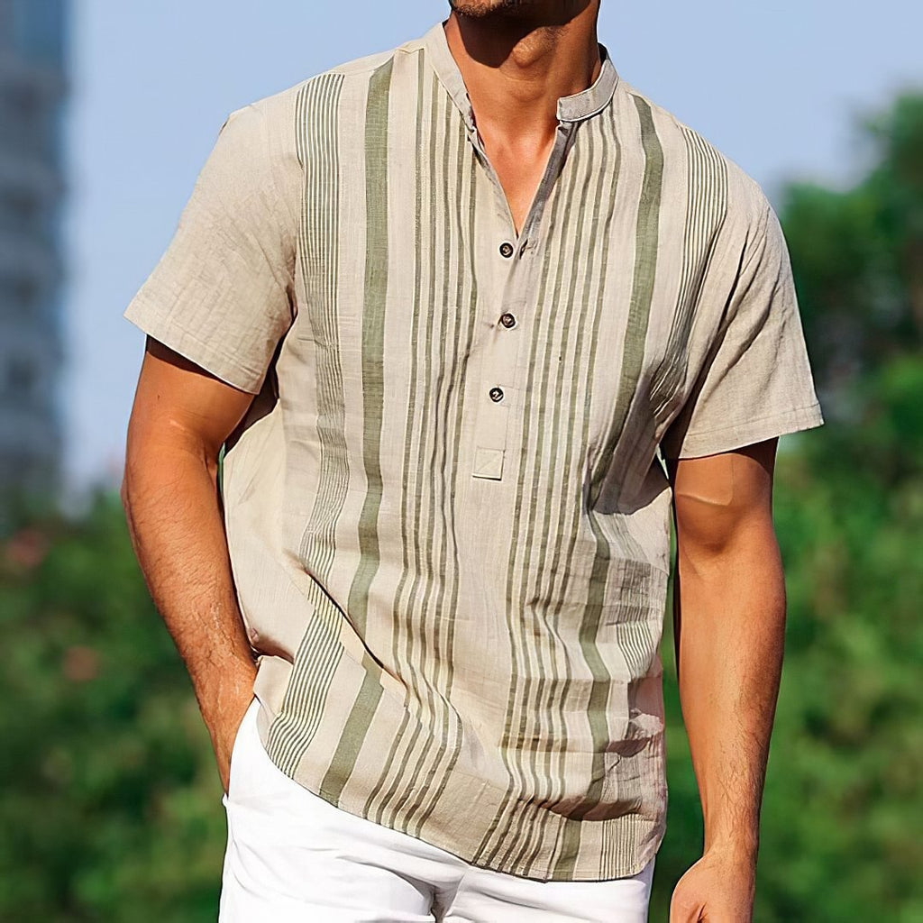 Simple Striped Short-sleeved Shirt Men's Clothing