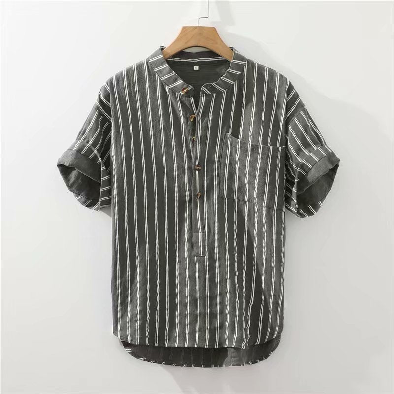 Simple Striped Short-sleeved Shirt Men's Clothing